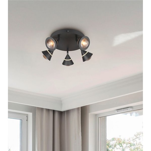 Plafón LED con 5 focos pivotantes ROMEO 7W 5x700lm, 2300+3000+4000K IP20 Negro