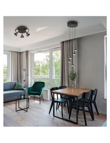 Plafonnier LED avec 5 spots orientables ROMEO 7W 5x700lm, 2300+3000+4000K IP20 Noir