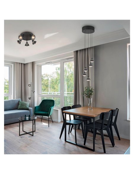 Plafonnier LED avec 5 spots orientables ROMEO 7W 5x700lm, 2300+3000+4000K IP20 Noir