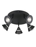 Plafón LED con 5 focos pivotantes ROMEO 7W 5x700lm, 2300+3000+4000K IP20 Negro