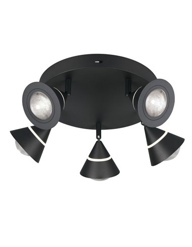 Plafón LED con 5 focos pivotantes ROMEO 7W 5x700lm, 2300+3000+4000K IP20 Negro