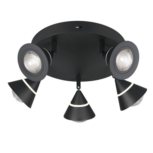 Plafón LED con 5 focos pivotantes ROMEO 7W 5x700lm, 2300+3000+4000K IP20 Negro