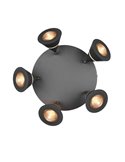 Plafón LED con 5 focos pivotantes ROMEO 7W 5x700lm, 2300+3000+4000K IP20 Negro