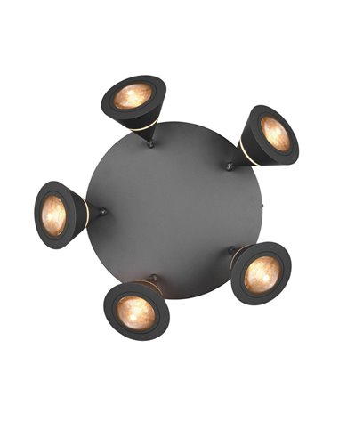 Plafón LED con 5 focos pivotantes ROMEO 7W 5x700lm, 2300+3000+4000K IP20 Negro