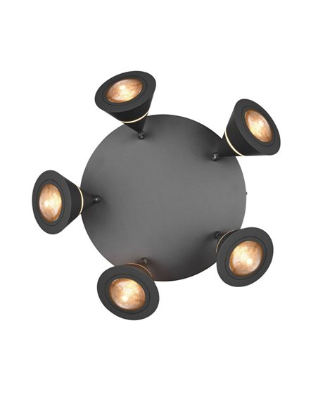 Plafón LED con 5 focos pivotantes ROMEO 7W 5x700lm, 2300+3000+4000K IP20 Negro