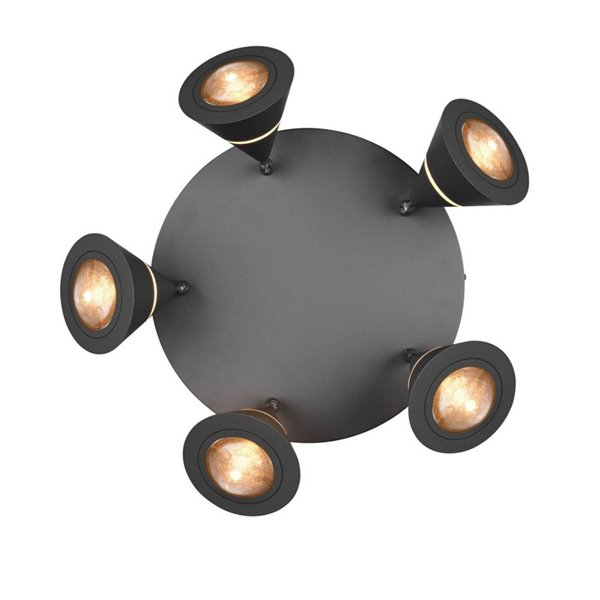 Plafón LED con 5 focos pivotantes ROMEO 7W 5x700lm, 2300+3000+4000K IP20 Negro