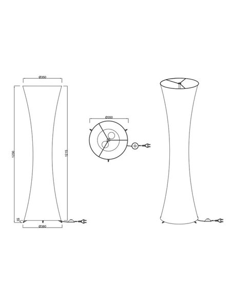Candeeiro de pé têxtil GRAVIS 123cm altura lâmpadas excl. 2x E27 max. 40W IP20 Branco