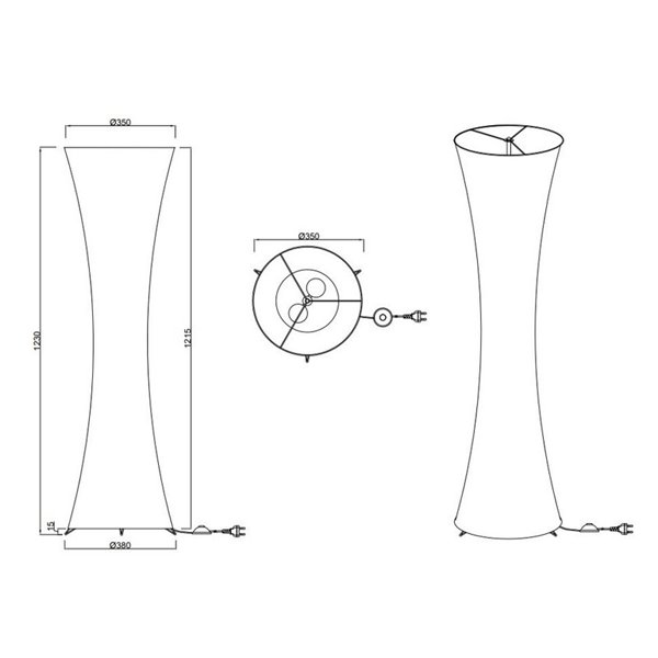 Lámpara de pie textil GRAVIS 123cm altura bombillas excl. 2x E27 max. 40W IP20 Blanca