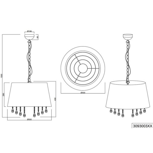 Lampe de plafond Moderne Noir et Doré Lorely 3xE14