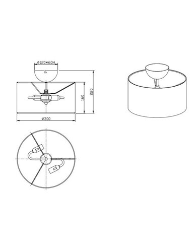 Plafón Redondo Negro y Oro Hostel