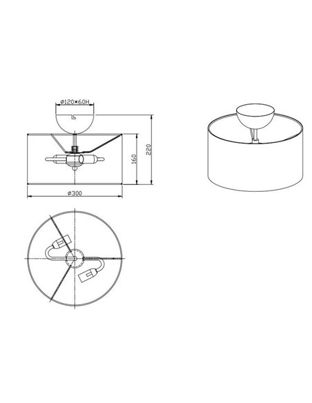 Plafón Redondo Negro y Oro Hostel