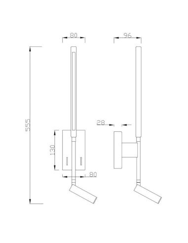 Aplique LED con lector negro Torch Mantra 6703 medidas| LeonLeds