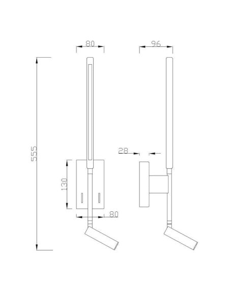 Aplique LED Torch Mantra 6703 com leitor preto | LeonLeds