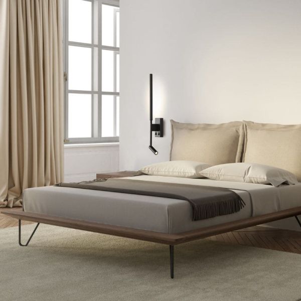 Applique murale LED Torch Mantra 6703 avec lecteur noir | LeonLeds