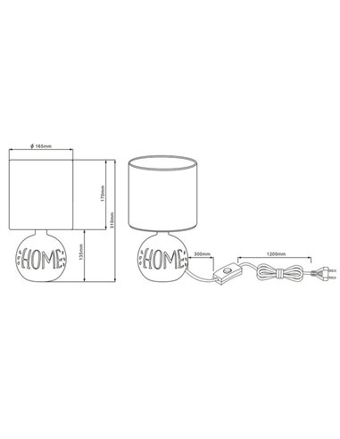 Lámpara de Sobremesa Rustico Marrón Esna Home Grande 1XE14