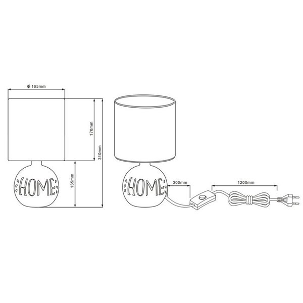 Lampe à poser Rustque Marron Esna Home Large 1XE14