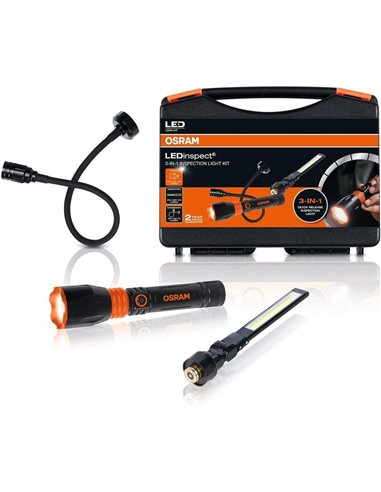 Kit lampe torche 3 en 1, lampe d'inspection et lampe col de cygne LEDinspect, 160/450/500 lm, USB C