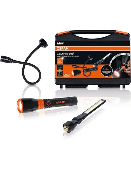 Linterns kit 3 en 1, linterna, luz de inspección y luz cuello de cisne LEDinspect, 160/450/500Lm, USB C