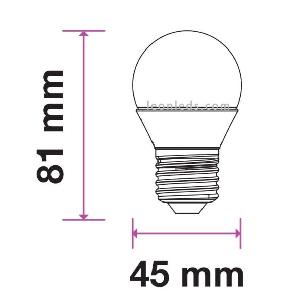 Bombilla Led Esferica Vtac Pro VT-245 262 E27 G45 4.5W- Esférica Chip Samsung con 5 años de garantia baratas | LeonLeds Ilumina