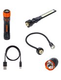 Linterns kit 3 en 1, linterna, luz de inspección y luz cuello de cisne LEDinspect, 160/450/500Lm, USB C