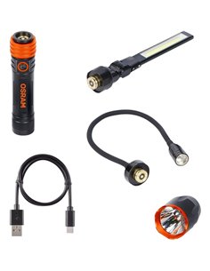 Kit de lanterna 3 em 1, luz de inspeção e luz de pescoço de ganso LEDinspect, 160/450/500 lm, USB C 2