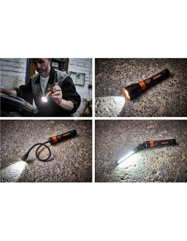 Kit lampe torche 3 en 1, lampe d'inspection et lampe col de cygne LEDinspect, 160/450/500 lm, USB C