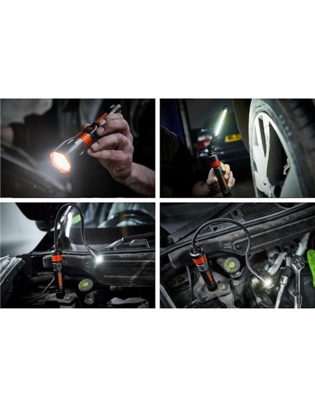 Linterns kit 3 en 1, linterna, luz de inspección y luz cuello de cisne LEDinspect, 160/450/500Lm, USB C