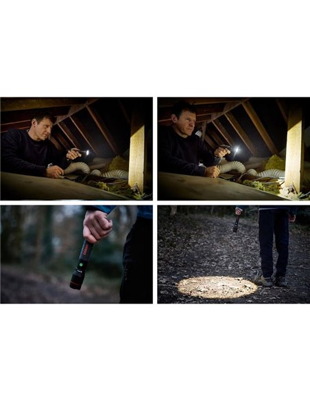 Lampe torche professionnelle LEDinspect PRO TORCH 1200Lm haute performance, très puissante, 5 modes d'éclairage, IP44