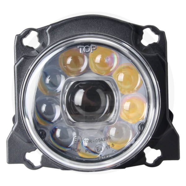 Faro principal LED redondo Cruce y Carretera 12/24V conector AMP 9005 – Compatible Fendt, Deutz-Fahr, Massey Ferguson, Valtra