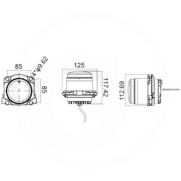 Faro principal LED redondo Cruce y Carretera 12/24V conector AMP 9005 – Compatible Fendt, Deutz-Fahr, Massey Ferguson, Valtra
