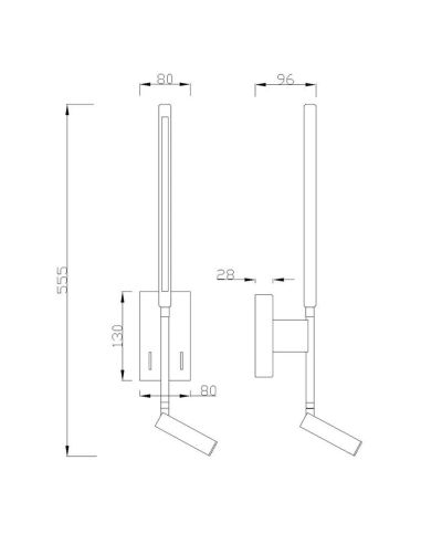 LED-Wandlampe mit Leselampe Torch...