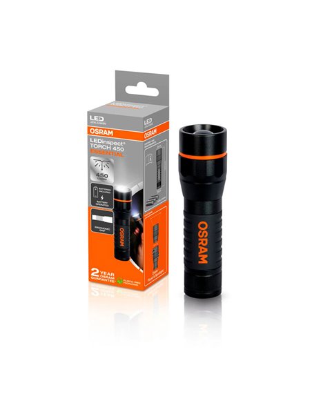 Kinterna LED compacta y potente LEDinspect TORCH 450Lm ESSENTIAL, IP44 3 modos de luz