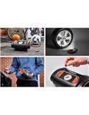 Inflador de neumáticos con luz LED TYREinflate 2110, manómetro analógico 0–6.9 bar con cable 3m, 12V, 3 adaptadores