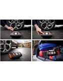 Inflador de neumáticos con luz LED TYREinflate 2110, manómetro analógico 0–6.9 bar con cable 3m, 12V, 3 adaptadores