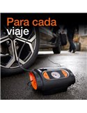 Inflador de neumáticos con luz LED TYREinflate 2110, manómetro analógico 0–6.9 bar con cable 3m, 12V, 3 adaptadores