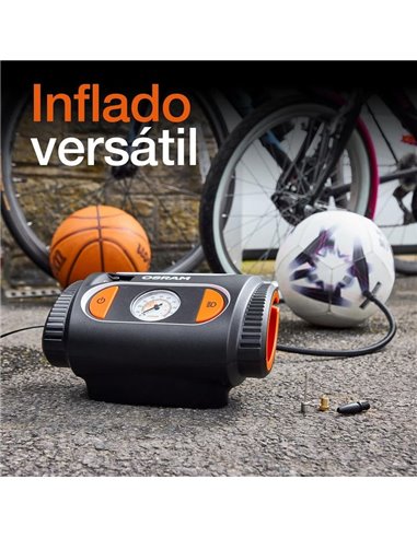 TYREinflate 2110 LED Inflador de pneus, 0–6,9 bar Manômetro analógico com cabo de 3 m, 12 V, 3 adaptadores