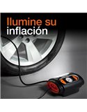 Inflador de neumáticos con luz LED TYREinflate 2110, manómetro analógico 0–6.9 bar con cable 3m, 12V, 3 adaptadores