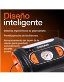 Inflador de neumáticos con luz LED TYREinflate 2110, manómetro analógico 0–6.9 bar con cable 3m, 12V, 3 adaptadores
