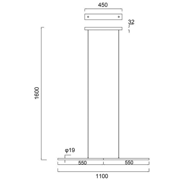 Lámpara de techo negro TORCH 11W LED Mantra medidas| LeonLeds