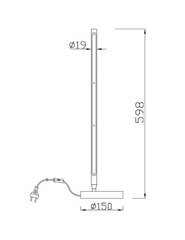 Lámpara de sobremesa LED 11W TORCH negra medidas | LeonLeds