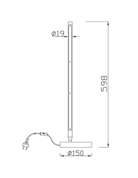 Lámpara de sobremesa LED 11W TORCH negra medidas | LeonLeds