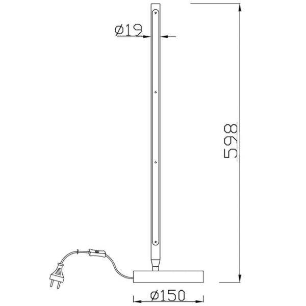 Lámpara de sobremesa LED 11W TORCH negra medidas | LeonLeds