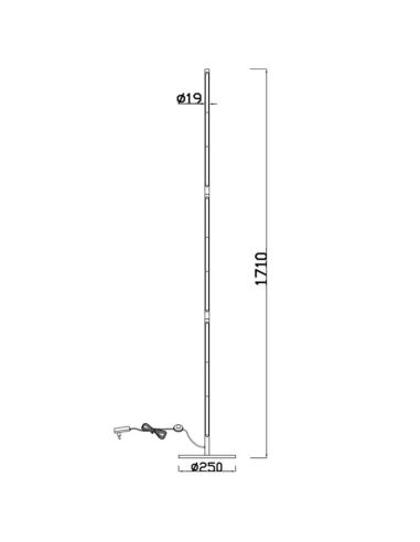 Dimensions du lampadaire Mantra noir 25 W TORCH 6736 | LeonLeds