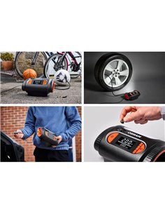 Inflador de neumáticos con luz LED TYREinflate 2120, manómetro digital 0-6,9 bar, 180W, 3 adaptadores 2