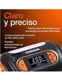Inflador de neumáticos con luz LED TYREinflate 2120, manómetro digital 0-6,9 bar, 180W, 3 adaptadores