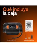 Inflador de neumáticos con luz LED TYREinflate 2120, manómetro digital 0-6,9 bar, 180W, 3 adaptadores