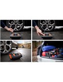 Inflador de neumáticos con luz LED TYREinflate 2120, manómetro digital 0-6,9 bar, 180W, 3 adaptadores