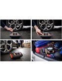 Inflador de neumáticos con luz LED TYREinflate 2130, manómetro digital con barra de progreso, 0-6,9 bar, 180W, + rápido, 3 adapt