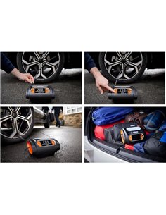 Inflador de neumáticos con luz LED TYREinflate 2130, manómetro digital con barra de progreso, 0-6,9 bar, 180W, + rápido, 3 adapt 2