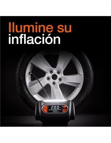 Inflador de neumáticos con luz LED TYREinflate 2130, manómetro digital con barra de progreso, 0-6,9 bar, 180W, + rápido, 3 adapt